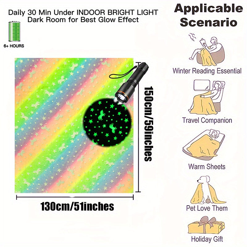 Cozy Glow-in-the-Dark Unicorn Blanket Flannel Throw for All Seasons