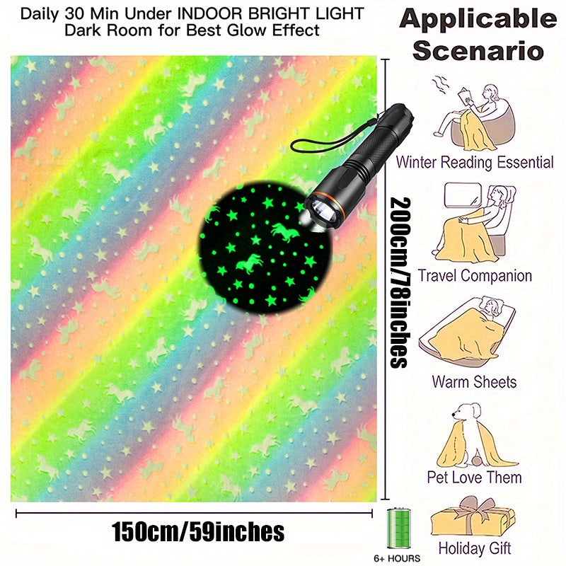 Cozy Glow-in-the-Dark Unicorn Blanket Flannel Throw for All Seasons