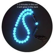 Glow in the Dark Prayer Beads 33 Natural Stone Tasbih Y-Necklace for Ramadan and Spiritual Wear