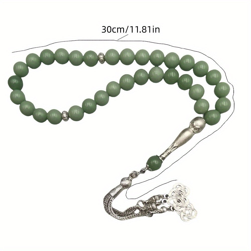 Glow in the Dark Prayer Beads 33 Natural Stone Tasbih Y-Necklace for Ramadan and Spiritual Wear