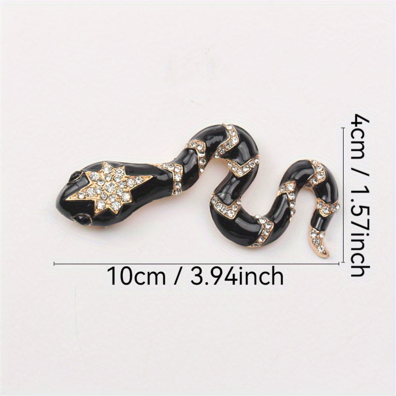 Snake Brooch with Rhinestones, Animal Lapel Pin, Elegant Jewelry for Men and Women