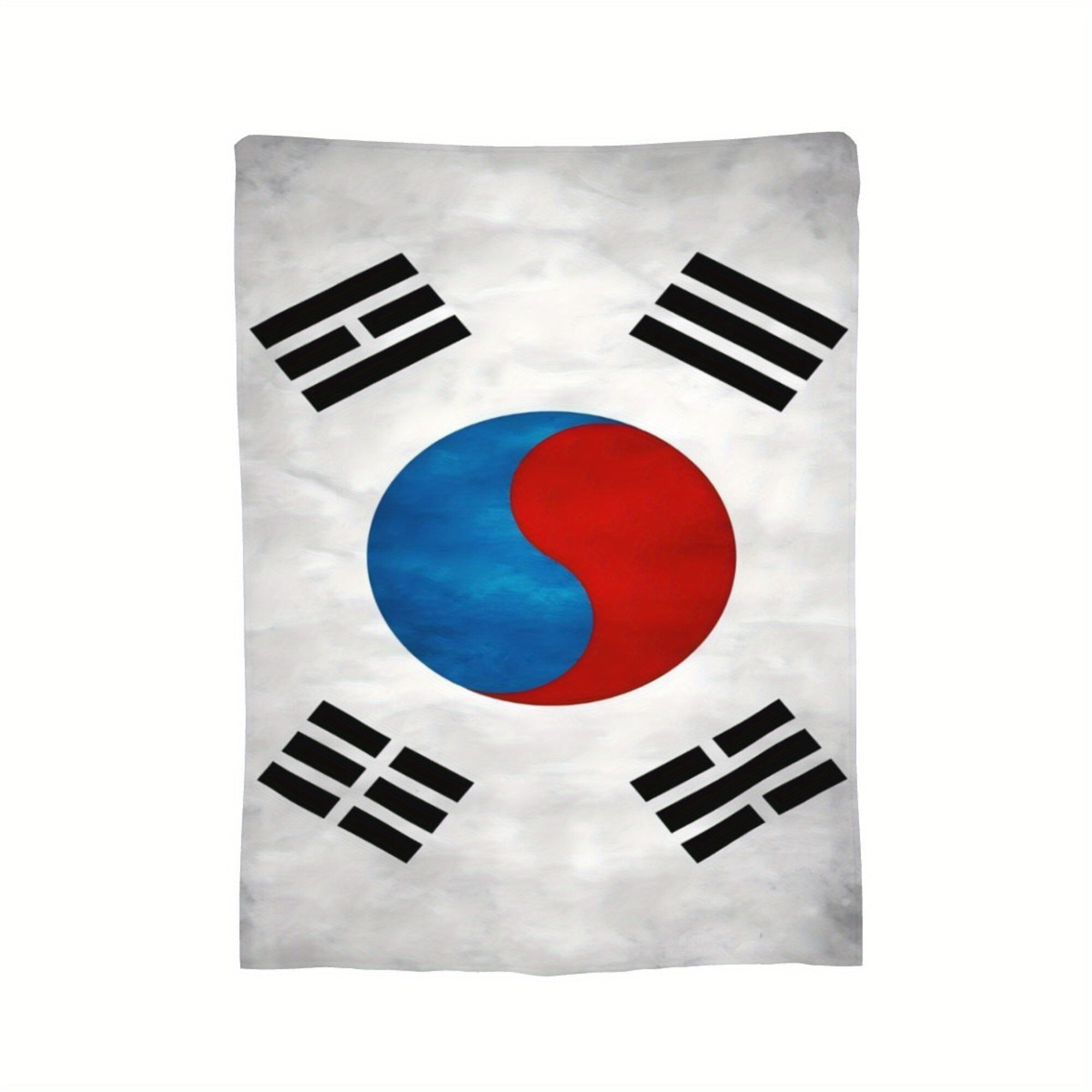 Lightweight Flannel Fleece Throw Blanket South Korea Flag Digital Print Soft for Sofa Bed Camping