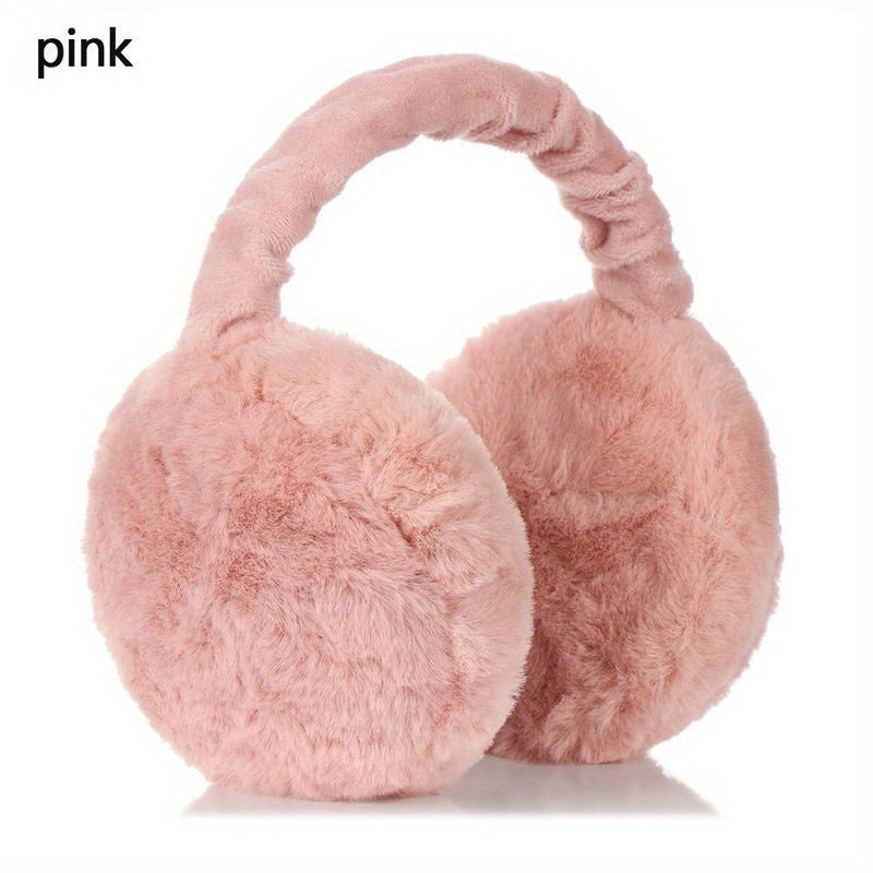 Plush Earmuffs for Winter Warmth Foldable Soft Fuzzy Polyester 1-Pack