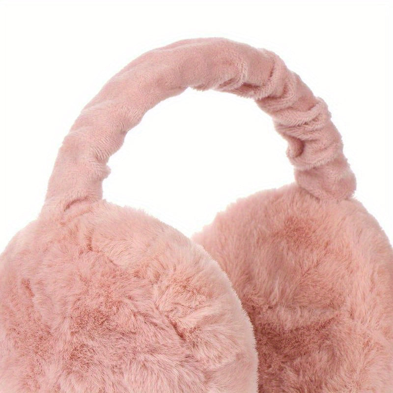 Plush Earmuffs for Winter Warmth Foldable Soft Fuzzy Polyester 1-Pack