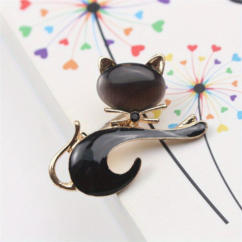 Animal Shaped Enamel Brooch for Women Cute Kitten Pin Alloy Jewelry Gift