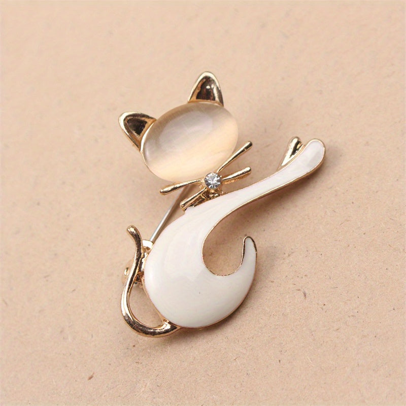 Animal Shaped Enamel Brooch for Women Cute Kitten Pin Alloy Jewelry Gift