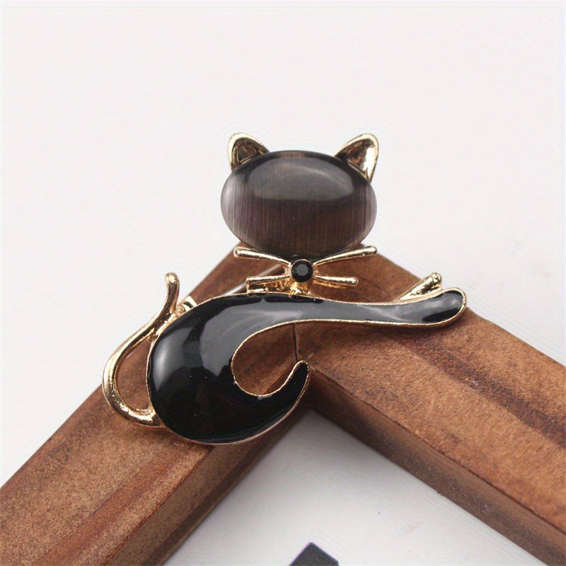 Animal Shaped Enamel Brooch for Women Cute Kitten Pin Alloy Jewelry Gift