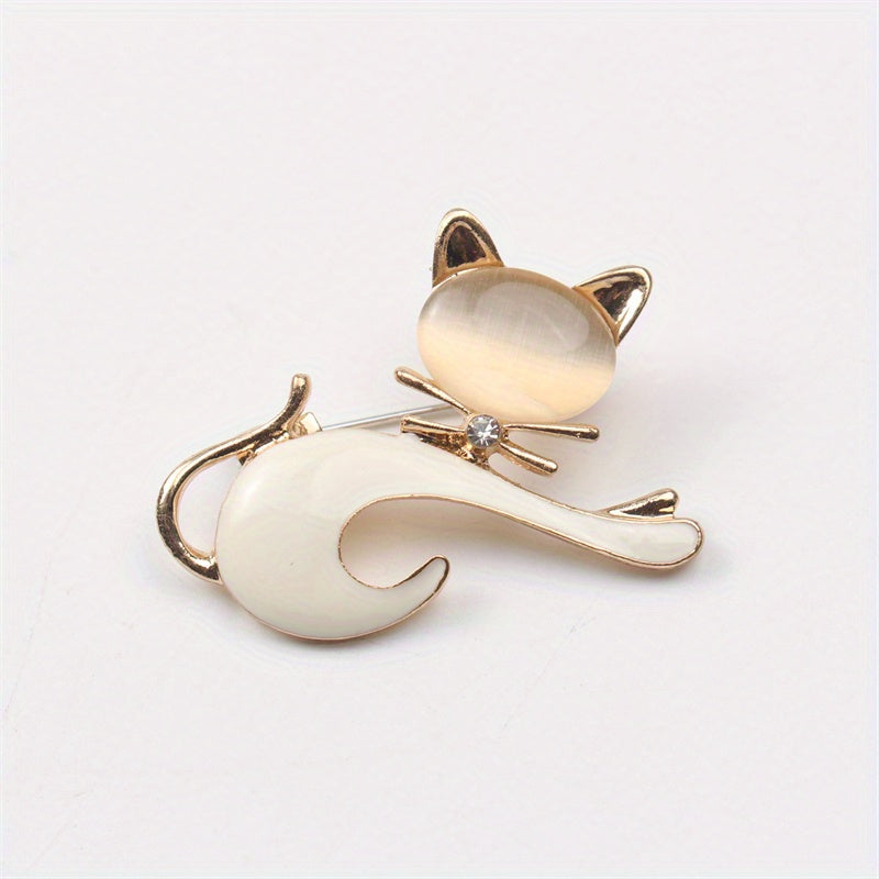 Animal Shaped Enamel Brooch for Women Cute Kitten Pin Alloy Jewelry Gift