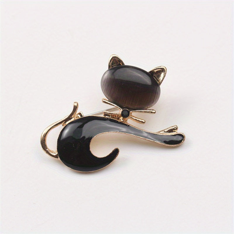 Animal Shaped Enamel Brooch for Women Cute Kitten Pin Alloy Jewelry Gift
