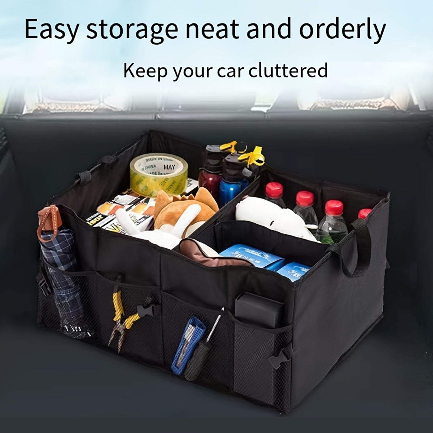 Folding Trunk Organizer for Vehicles Oxford Cloth Collapsible Durable Storage