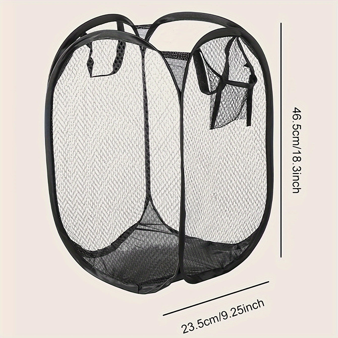 Mesh Laundry Basket with Pocket Rectangular Hamper for Home Dorm RV Durable Plastic