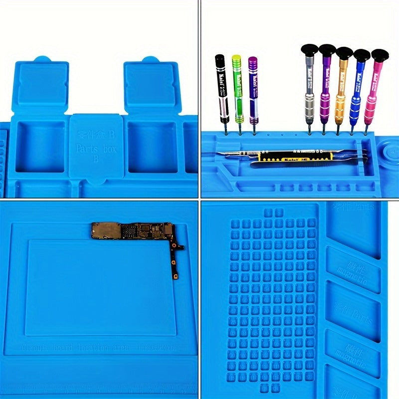 High-Density Silicone Electronics Soldering Mat Heat Resistant Anti-Corrosion Non-Slip Magnetic Repair Surface