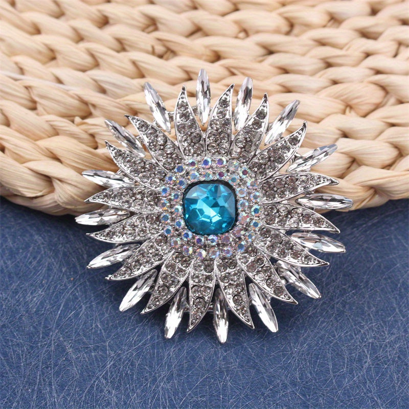 Rhinestone Floral Brooch Pin Irregular Flower Design Jewelry for Parties Travel Daily Wear