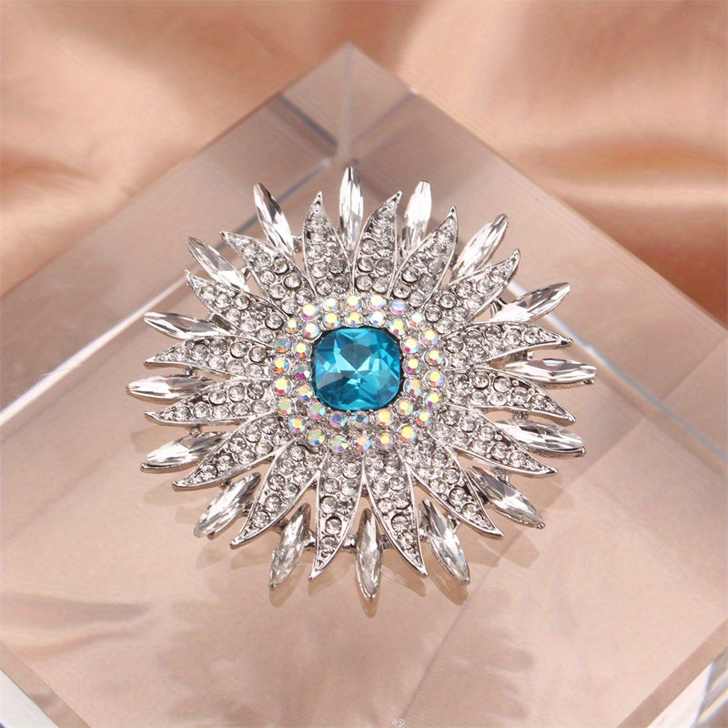 Rhinestone Floral Brooch Pin Irregular Flower Design Jewelry for Parties Travel Daily Wear