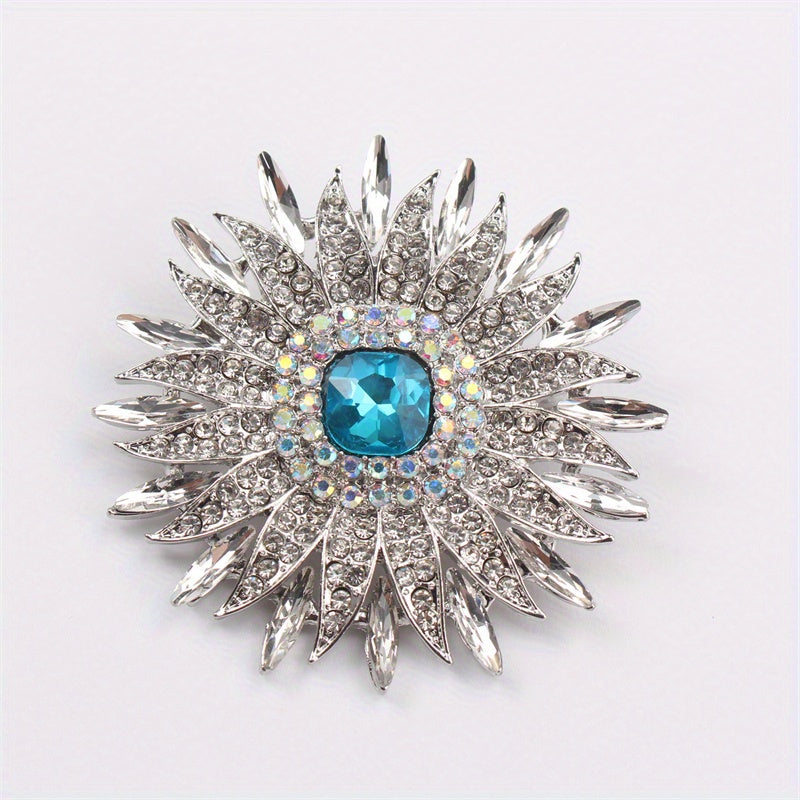Rhinestone Floral Brooch Pin Irregular Flower Design Jewelry for Parties Travel Daily Wear