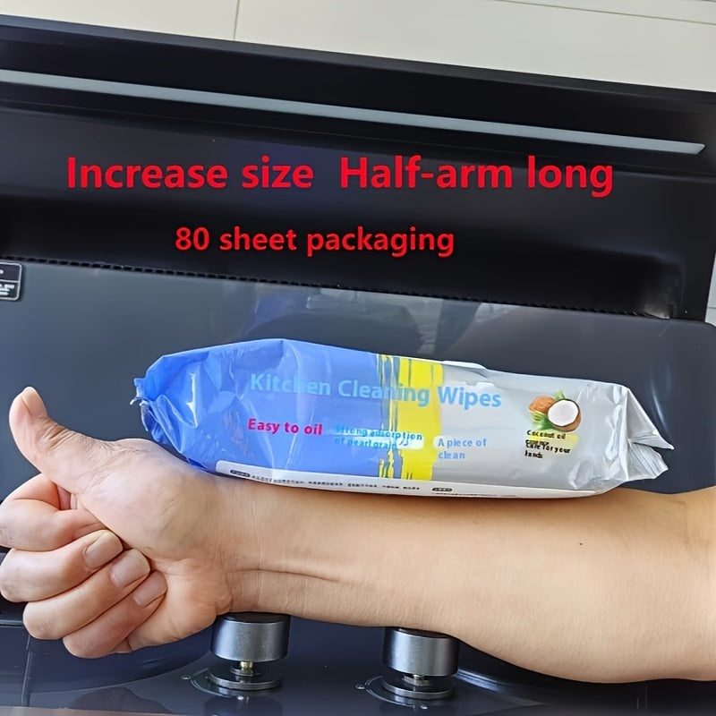 Утолщенные кухонные чистящие салфетки, 80 шт. - Мощное средство для удаления жира и пятен, нетоксичная формула для удаления тяжелого жира и грязи с различных поверхностей