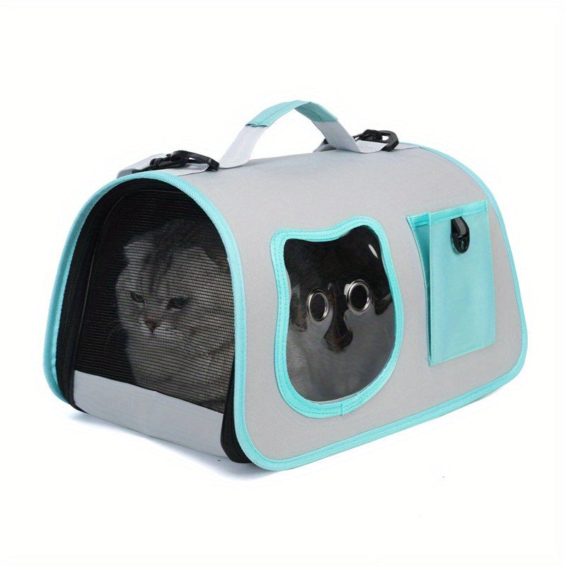 Portable Cat Carrier Bag Soft-Sided Pet Travel Tote with Zipper Closure for Small Dogs and Cats
