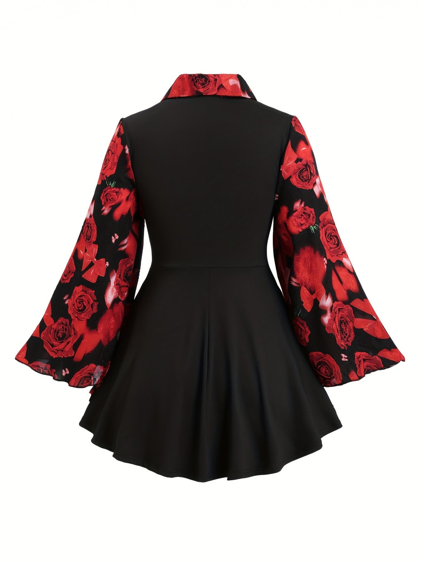 Plus Size Floral Print Button Front Blouse for Spring Fall Long Sleeve Women