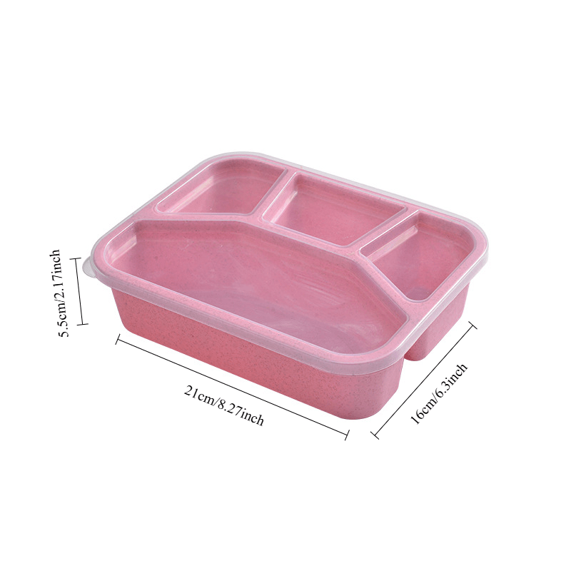Wheat Straw Lunch Box with 4 Compartments Eco-Friendly Food Storage Microwave Safe