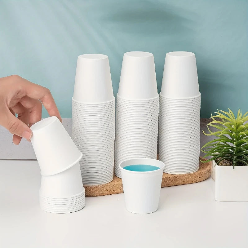 White Disposable Mini Paper Cups 50/100 for Wine Tasting Coffee Snacks