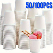 White Disposable Mini Paper Cups 50/100 for Wine Tasting Coffee Snacks