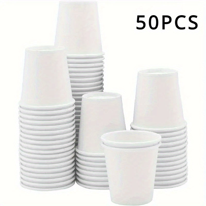 White Disposable Mini Paper Cups 50/100 for Wine Tasting Coffee Snacks