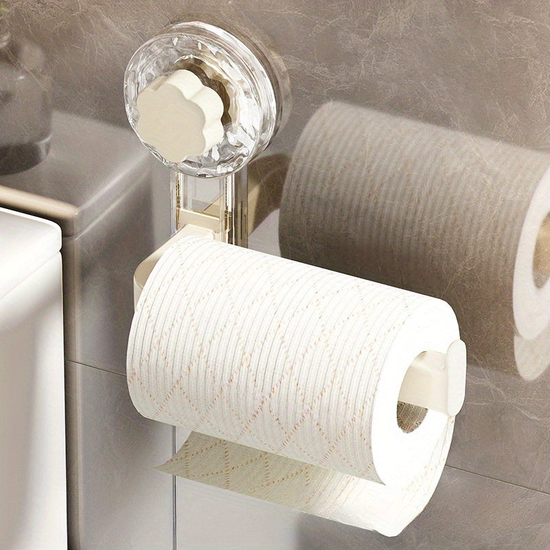 Suction Cup Plastic Toilet Paper Holder Bathroom Kitchen No-Drill Mount