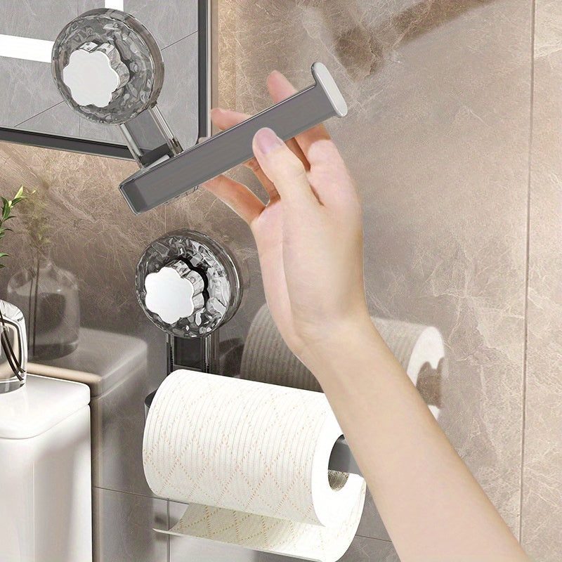 Suction Cup Plastic Toilet Paper Holder Bathroom Kitchen No-Drill Mount