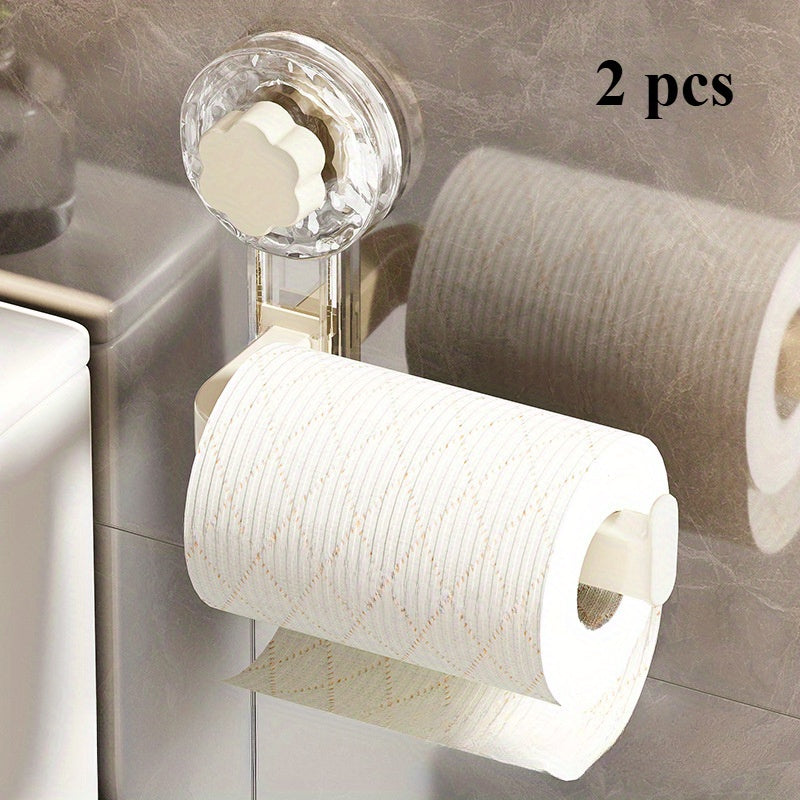 Suction Cup Plastic Toilet Paper Holder Bathroom Kitchen No-Drill Mount