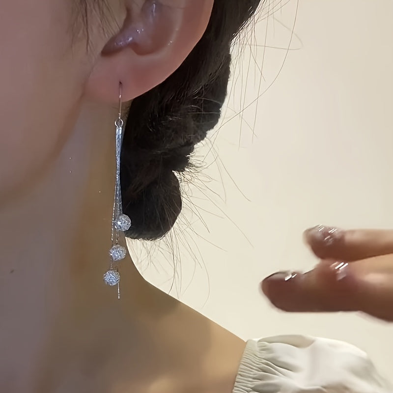 Women's Jewelry Dangle Earrings with Tassels and Shining Ball Pendants for Daily Wear