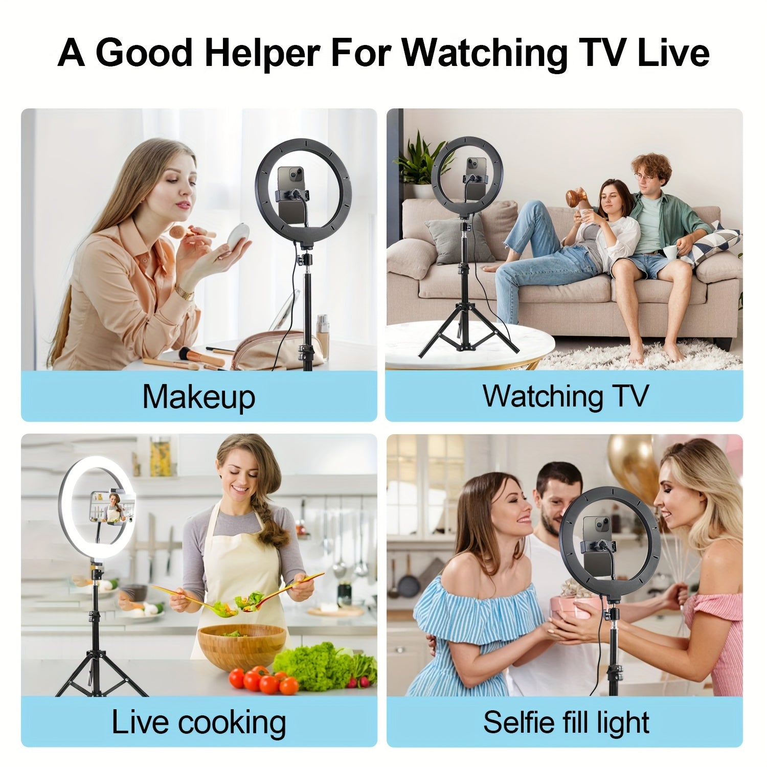 10 Inch LED Ring Light Kit with Tripod Stand for Selfies Live Streaming Photography and Makeup