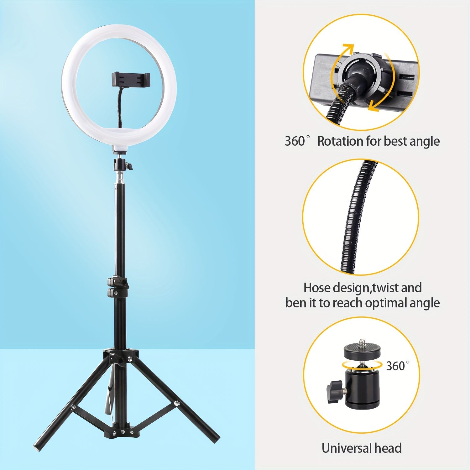 10 Inch LED Ring Light Kit with Tripod Stand for Selfies Live Streaming Photography and Makeup