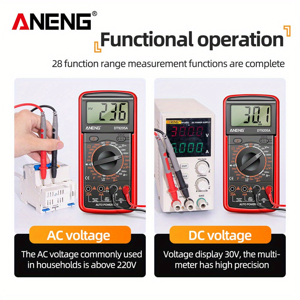 Digital Multimeter AC/DC Voltage Current Tester with Analog Display