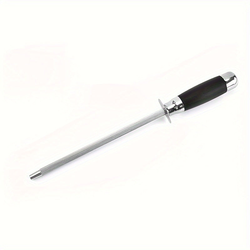 Diamond-Coated Stainless Steel Knife Sharpening Rod Ergonomic Black Handle Durable High Hardness