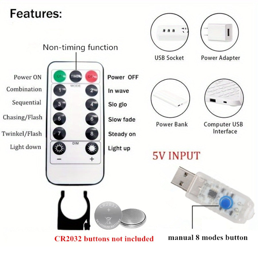 600 LED Fairy Curtain String Lights 5.97m USB Remote Control Yellow Garland for Home Decor