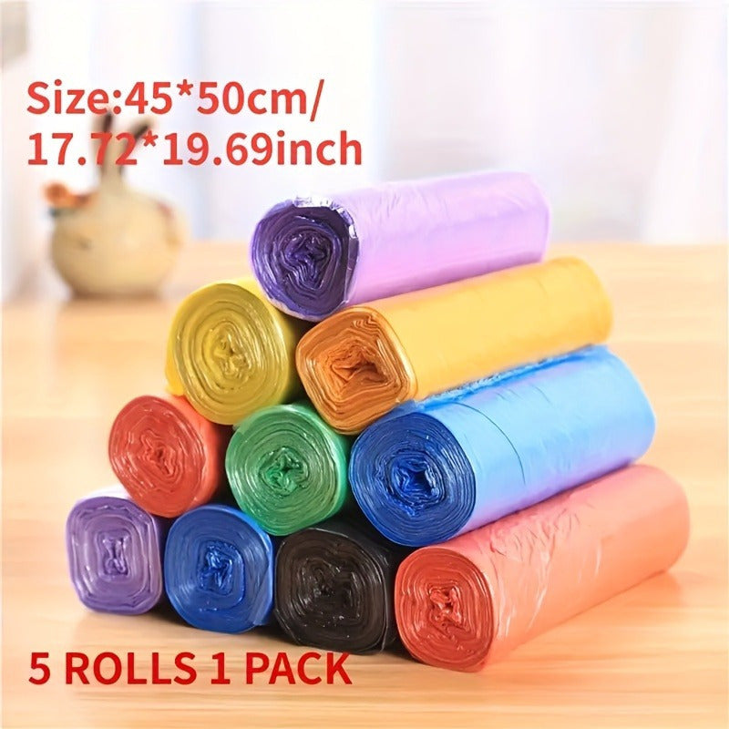 75 Pieces Kitchen Household Flat Mouth Garbage Bags Thickened Sorting Plastic Bags 5 Rolls