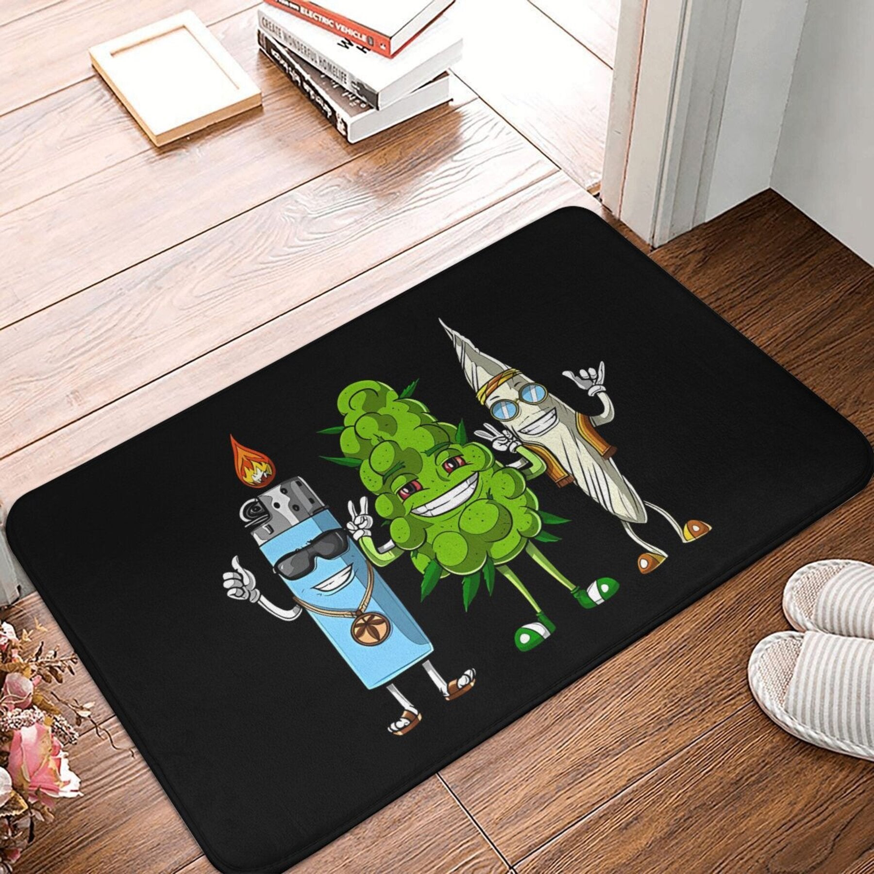 "Weed Bud Joint Lighter Design Non-Slip Bathroom Mat" 1 dona dizaynga ega. Ushbu mashinada yuviladigan polyester yengil to'rtburchak mat, yotoqxona yoki uy bezaklari uchun mukammaldir. Bu shuningdek, funksional va zamonaviy "Welcome Doormat"dir.