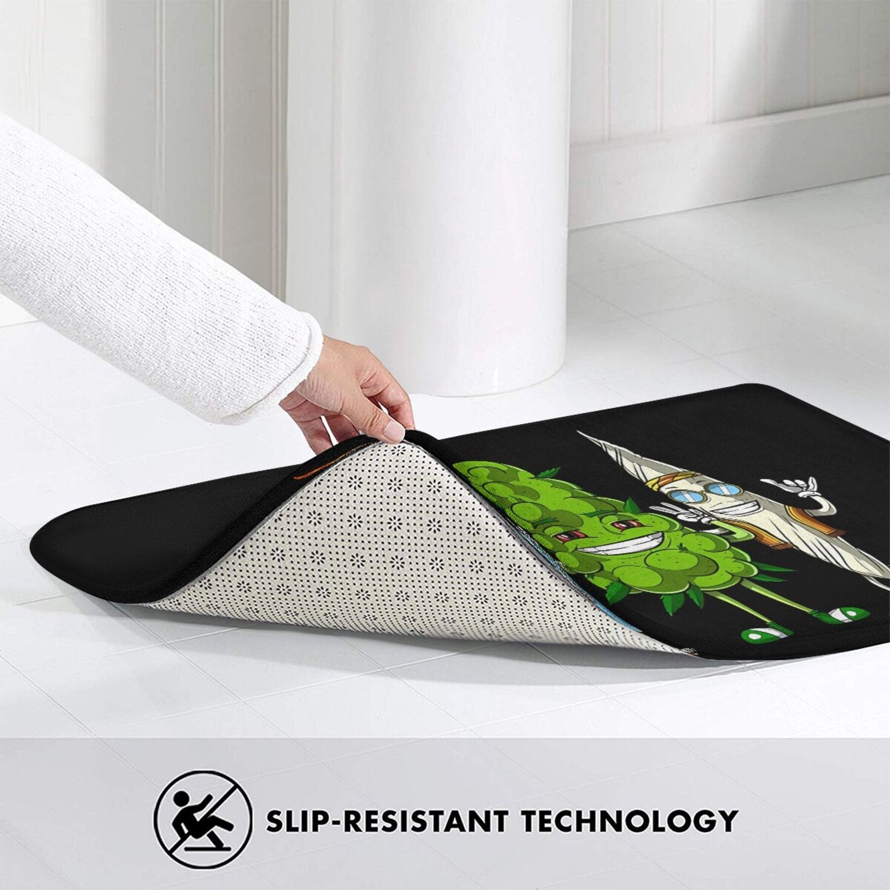"Weed Bud Joint Lighter Design Non-Slip Bathroom Mat" 1 dona dizaynga ega. Ushbu mashinada yuviladigan polyester yengil to'rtburchak mat, yotoqxona yoki uy bezaklari uchun mukammaldir. Bu shuningdek, funksional va zamonaviy "Welcome Doormat"dir.