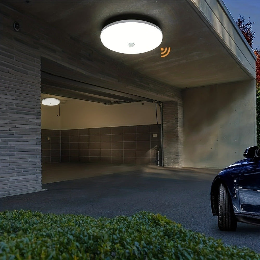 6000K LED Ceiling Light with Motion Sensor Indoor Flush Mount Plastic White