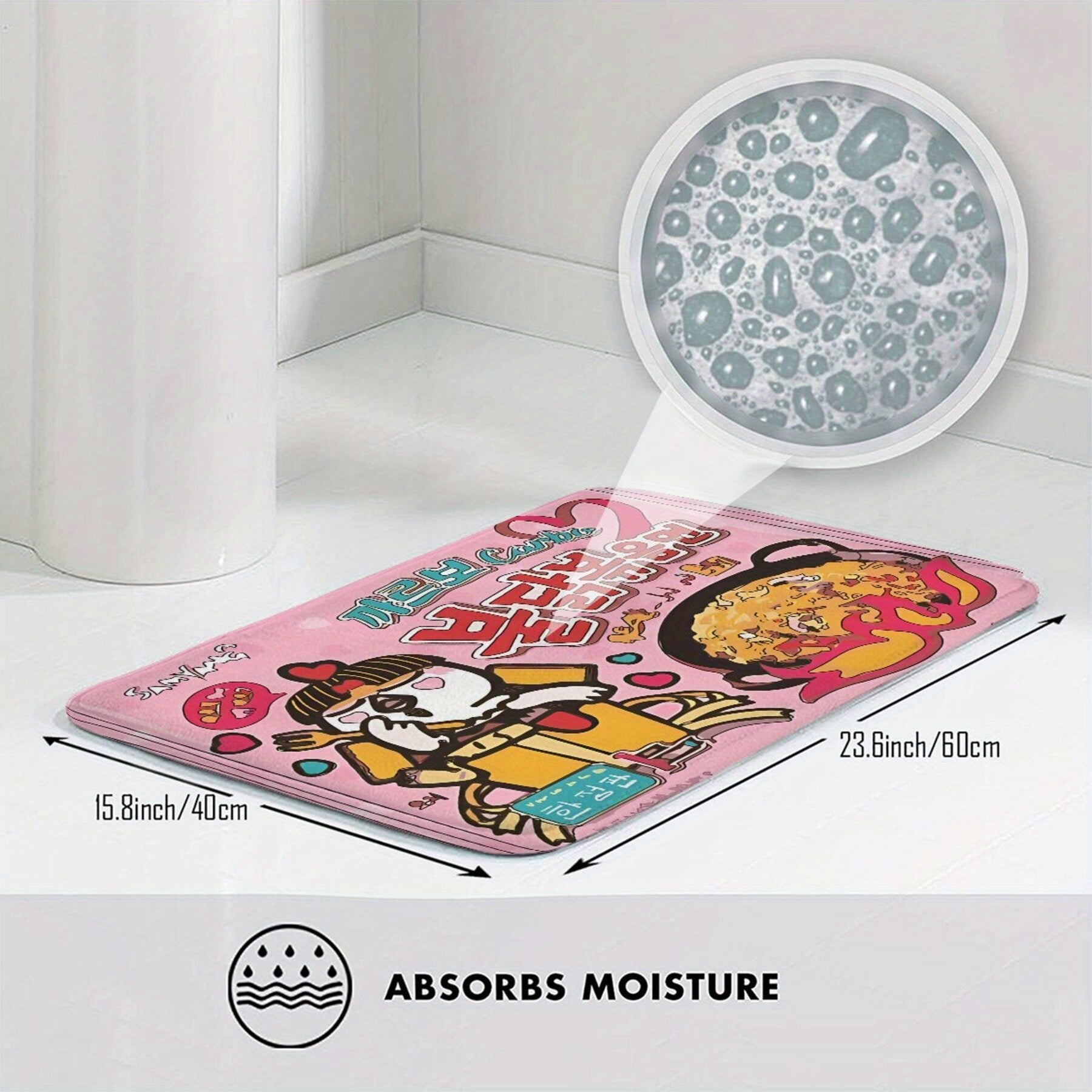 Rectangular Flannel Doormat for Bedroom Entrance with Cartoon Design Easy to Clean