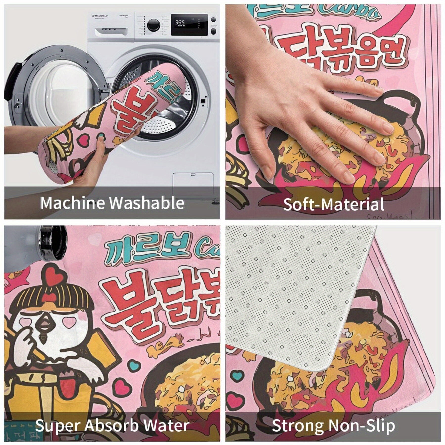 Rectangular Flannel Doormat for Bedroom Entrance with Cartoon Design Easy to Clean