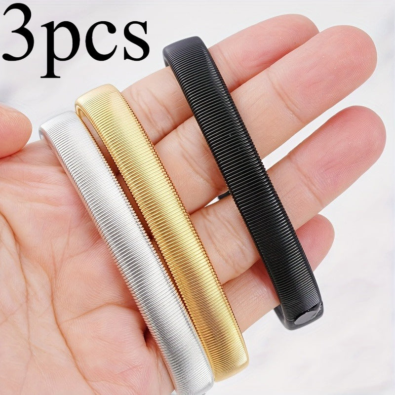 Set of 3 Metal Shirt Sleeve Holders with Elastic Garters for Men and Women