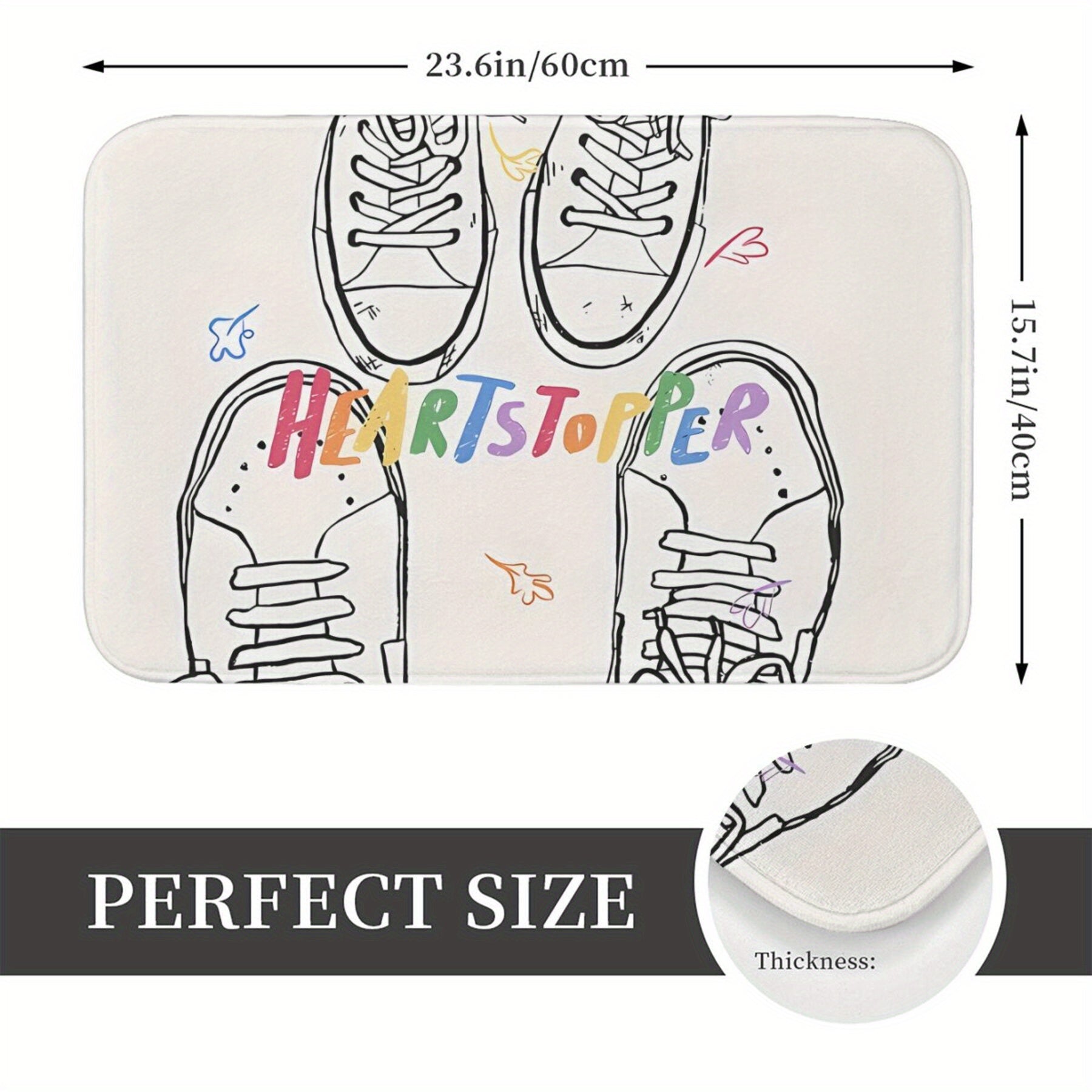 Polyester Non-Slip Doormat with Heartstopper Nick and Charlie Shoes Design, Machine Washable, Entryway Bedroom Balcony Carpet