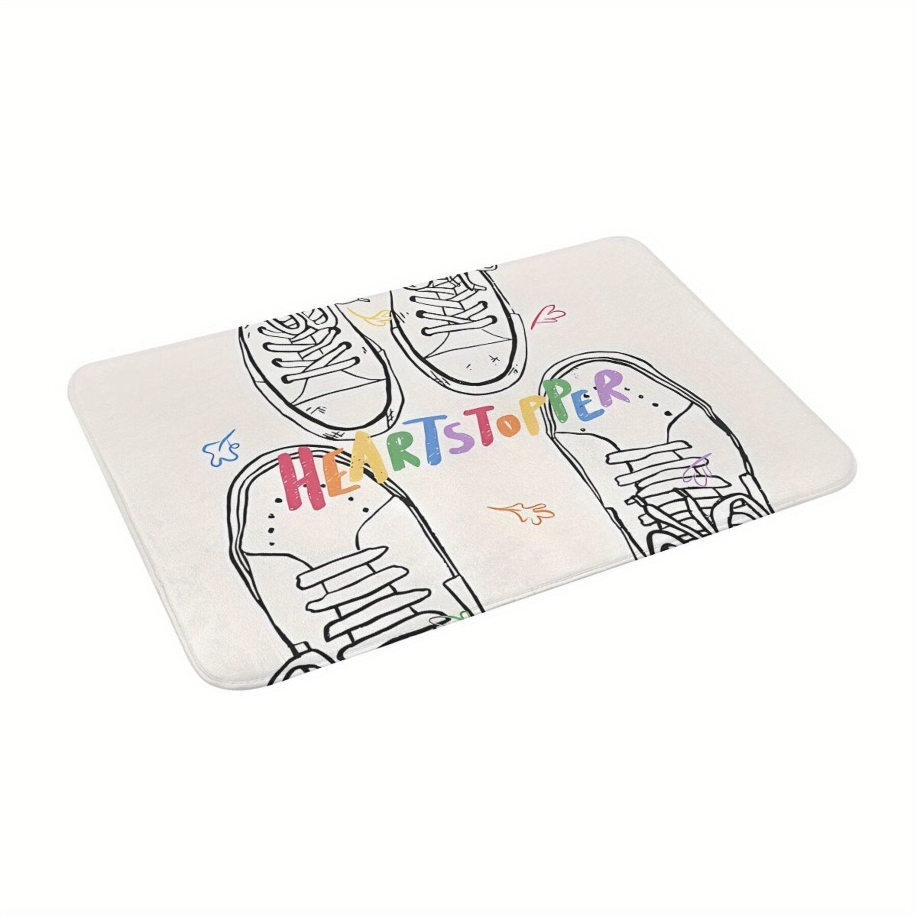 Polyester Non-Slip Doormat with Heartstopper Nick and Charlie Shoes Design, Machine Washable, Entryway Bedroom Balcony Carpet