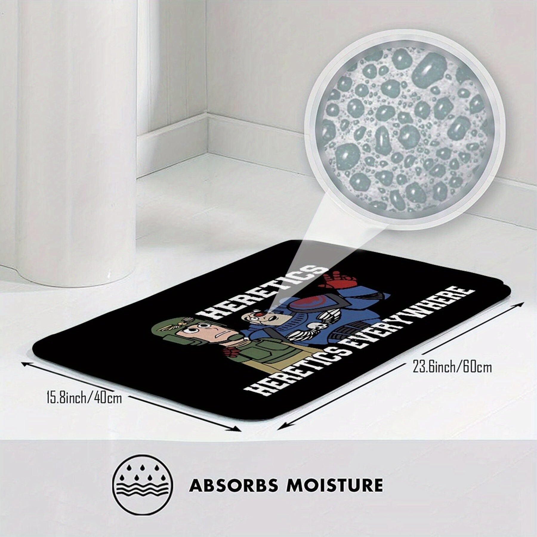 Еретики изобилуют! Коврик для ванной из фланелевой ткани с принтом 40K — легко моется, легкий коврик для украшения дома — можно стирать в стиральной машине