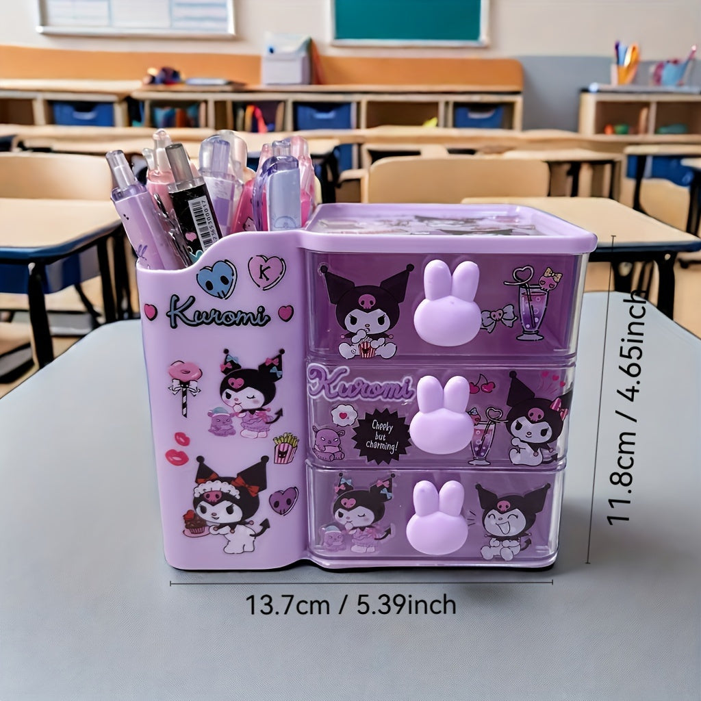 Large Capacity Desk Organizer with Expandable Layers and DIY Stickers for Pens and Stationery