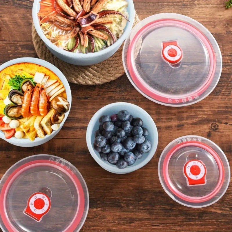 Cuenco de almacenamiento de alimentos transparente apto para microondas con tapa para frescura y regalo navideño