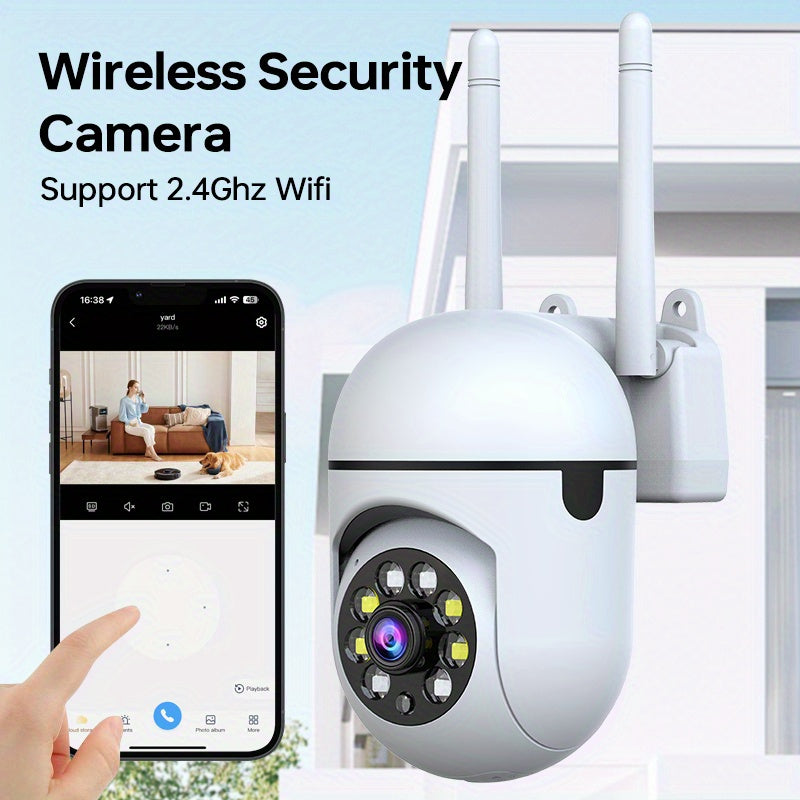 1080P Outdoor Security Camera with PTZ 355° Coverage Night Vision Motion Detection Two-Way Audio Wireless USB Powered