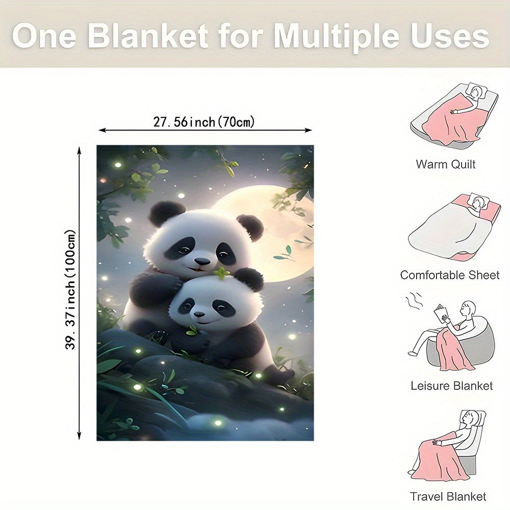 Soft Flannel Throw Blanket with Panda Print Cozy Warm Versatile for Couch Bed Office Outdoors