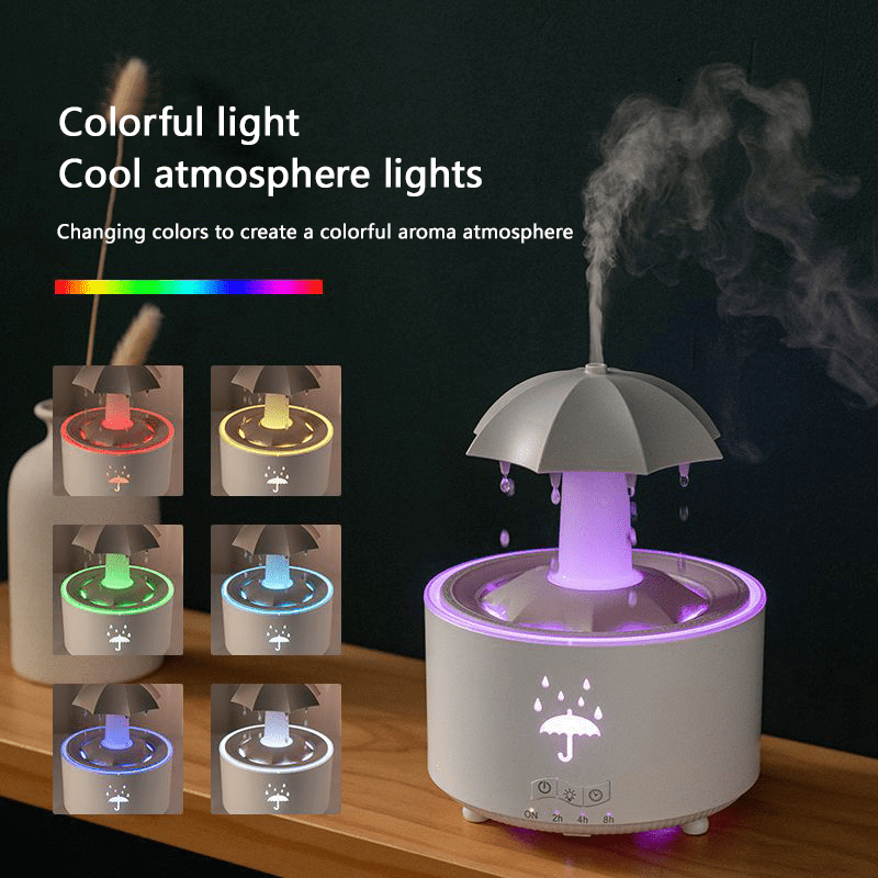 Rotating Humidifier with Mist Output and Colorful Lights for Bedroom and Office